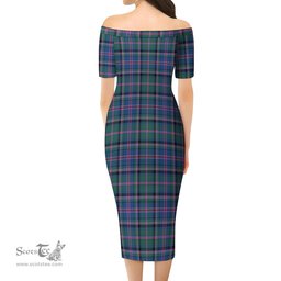 Cooper Tartan Off Shoulder Lady Dress Tartan Plaid Long Dress - ScotsTee Shop