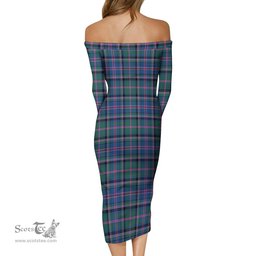 Cooper Tartan Off Shoulder Lady Dress Tartan Plaid Long Dress - ScotsTee Shop