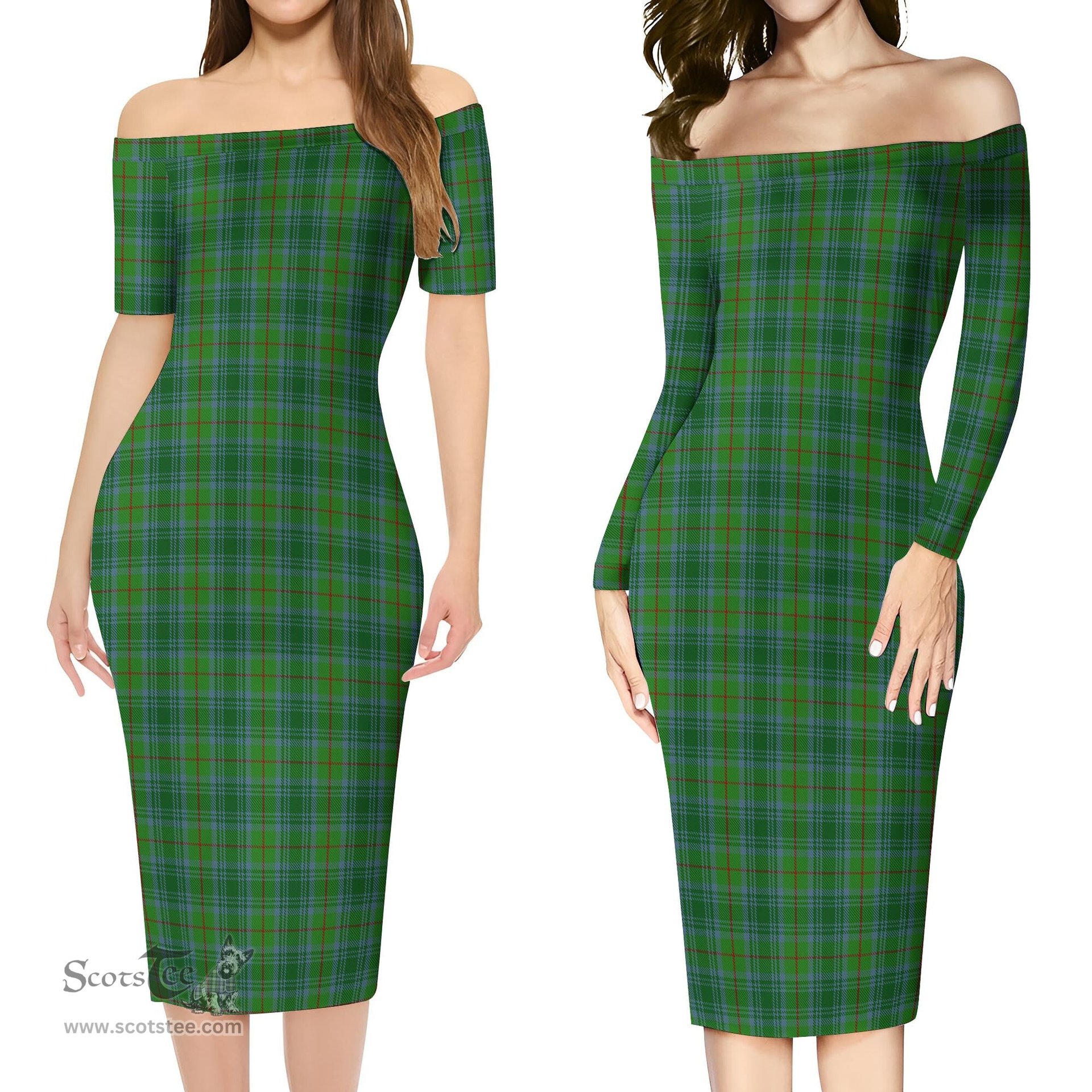 Cranston Tartan Off Shoulder Lady Dress Tartan Plaid Long Dress - ScotsTee Shop