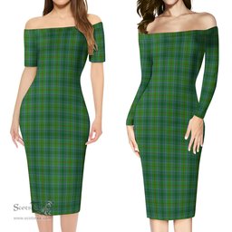 Cranston Tartan Off Shoulder Lady Dress Tartan Plaid Long Dress - ScotsTee Shop