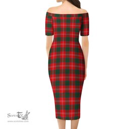Fenton Tartan Off Shoulder Lady Dress Tartan Plaid Long Dress - ScotsTee Shop