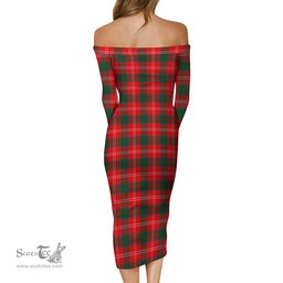 Fenton Tartan Off Shoulder Lady Dress Tartan Plaid Long Dress - ScotsTee Shop