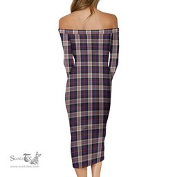 Cameron of Erracht Dress Tartan Off Shoulder Lady Dress Tartan Plaid Long Dress - ScotsTee Shop