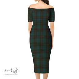 Dublin County Ireland Tartan Off Shoulder Lady Dress Tartan Plaid Long Dress - ScotsTee Shop