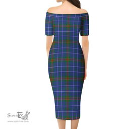 Edmonstone Tartan Off Shoulder Lady Dress Tartan Plaid Long Dress - ScotsTee Shop