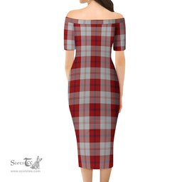 Cunningham Dress Tartan Off Shoulder Lady Dress Tartan Plaid Long Dress - ScotsTee Shop
