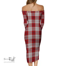 Cunningham Dress Tartan Off Shoulder Lady Dress Tartan Plaid Long Dress - ScotsTee Shop