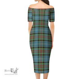 Cathcart Tartan Off Shoulder Lady Dress Tartan Plaid Long Dress - ScotsTee Shop