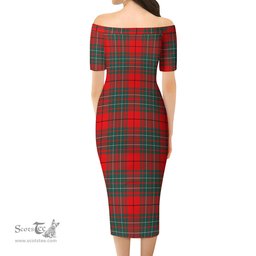 Cheyne Tartan Off Shoulder Lady Dress Tartan Plaid Long Dress - ScotsTee Shop