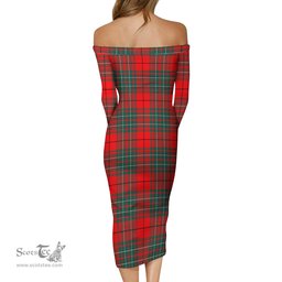 Cheyne Tartan Off Shoulder Lady Dress Tartan Plaid Long Dress - ScotsTee Shop