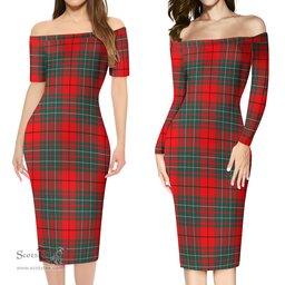 Cheyne Tartan Off Shoulder Lady Dress Tartan Plaid Long Dress - ScotsTee Shop
