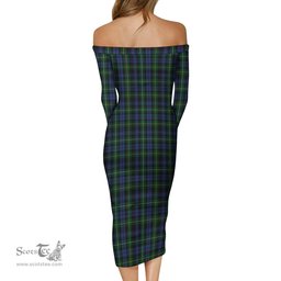 Campbell of Argyll #01 Tartan Off Shoulder Lady Dress Tartan Plaid Long Dress - ScotsTee Shop