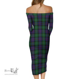 Campbell of Cawdor Tartan Off Shoulder Lady Dress Tartan Plaid Long Dress - ScotsTee Shop