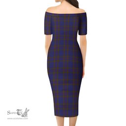 Elliot Tartan Off Shoulder Lady Dress Tartan Plaid Long Dress - ScotsTee Shop