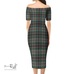 Craig Ancient Tartan Off Shoulder Lady Dress Tartan Plaid Long Dress - ScotsTee Shop
