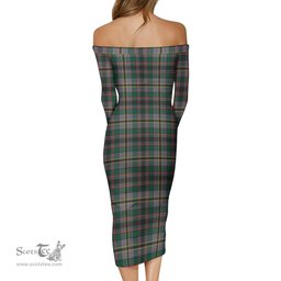 Craig Ancient Tartan Off Shoulder Lady Dress Tartan Plaid Long Dress - ScotsTee Shop