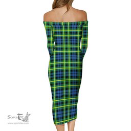 Campbell of Breadalbane Ancient Tartan Off Shoulder Lady Dress Tartan Plaid Long Dress - ScotsTee Shop