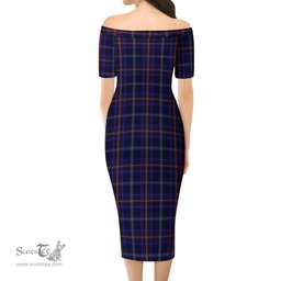 Fitzgerald Hunting Tartan Off Shoulder Lady Dress Tartan Plaid Long Dress - ScotsTee Shop