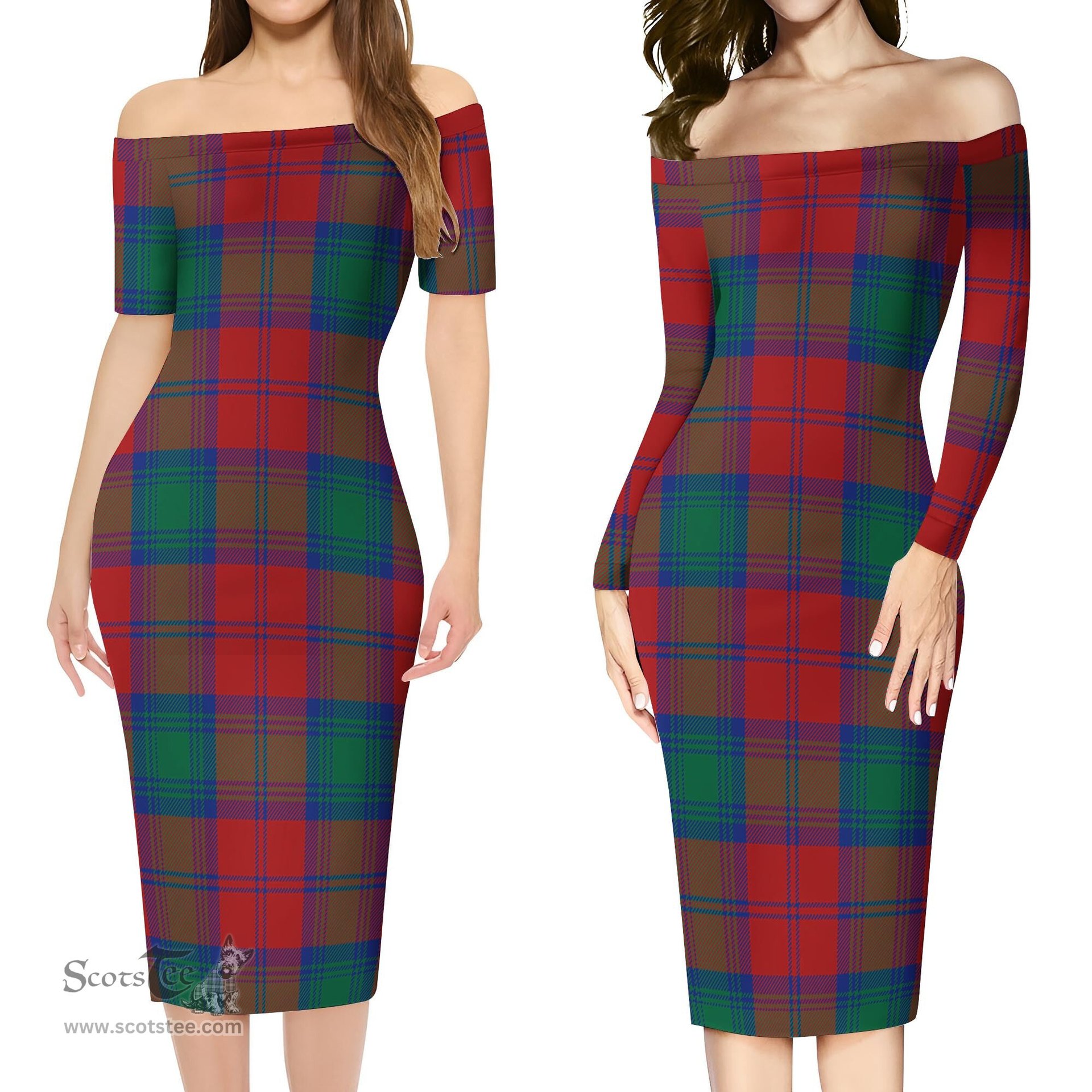 Byres (Byses) Tartan Off Shoulder Lady Dress Tartan Plaid Long Dress - ScotsTee Shop