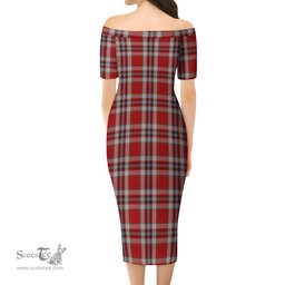 Drummond of Perth Dress Tartan Off Shoulder Lady Dress Tartan Plaid Long Dress - ScotsTee Shop