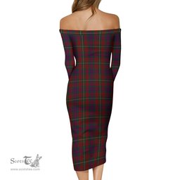 Clare County Ireland Tartan Off Shoulder Lady Dress Tartan Plaid Long Dress - ScotsTee Shop
