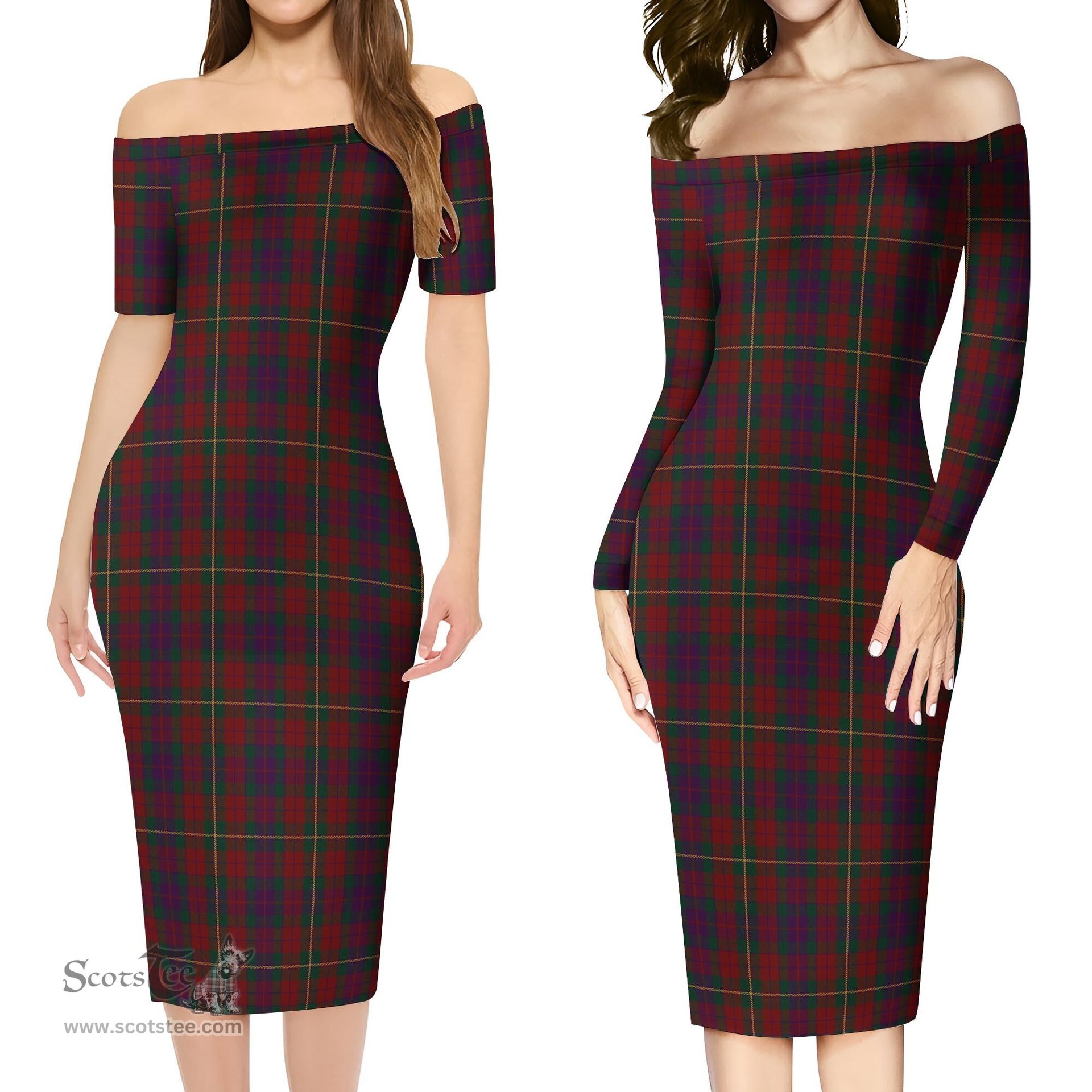 Clare County Ireland Tartan Off Shoulder Lady Dress Tartan Plaid Long Dress - ScotsTee Shop