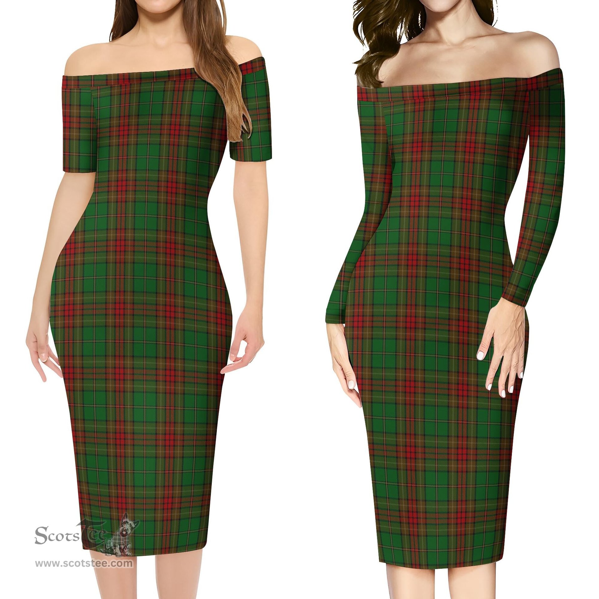Cavan County Ireland Tartan Off Shoulder Lady Dress Tartan Plaid Long Dress - ScotsTee Shop