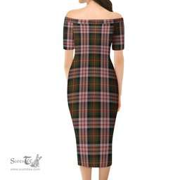 Carnegie Dress Tartan Off Shoulder Lady Dress Tartan Plaid Long Dress - ScotsTee Shop