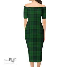 Dunbar Hunting Tartan Off Shoulder Lady Dress Tartan Plaid Long Dress - ScotsTee Shop