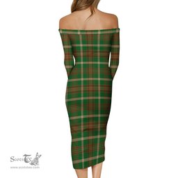 Copeland Tartan Off Shoulder Lady Dress Tartan Plaid Long Dress - ScotsTee Shop