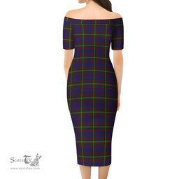 Durie Tartan Off Shoulder Lady Dress Tartan Plaid Long Dress - ScotsTee Shop
