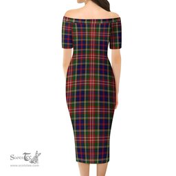 Christie Tartan Off Shoulder Lady Dress Tartan Plaid Long Dress - ScotsTee Shop