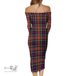 Christie Tartan Off Shoulder Lady Dress Tartan Plaid Long Dress - ScotsTee Shop