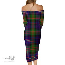 Chalmers Modern Tartan Off Shoulder Lady Dress Tartan Plaid Long Dress - ScotsTee Shop
