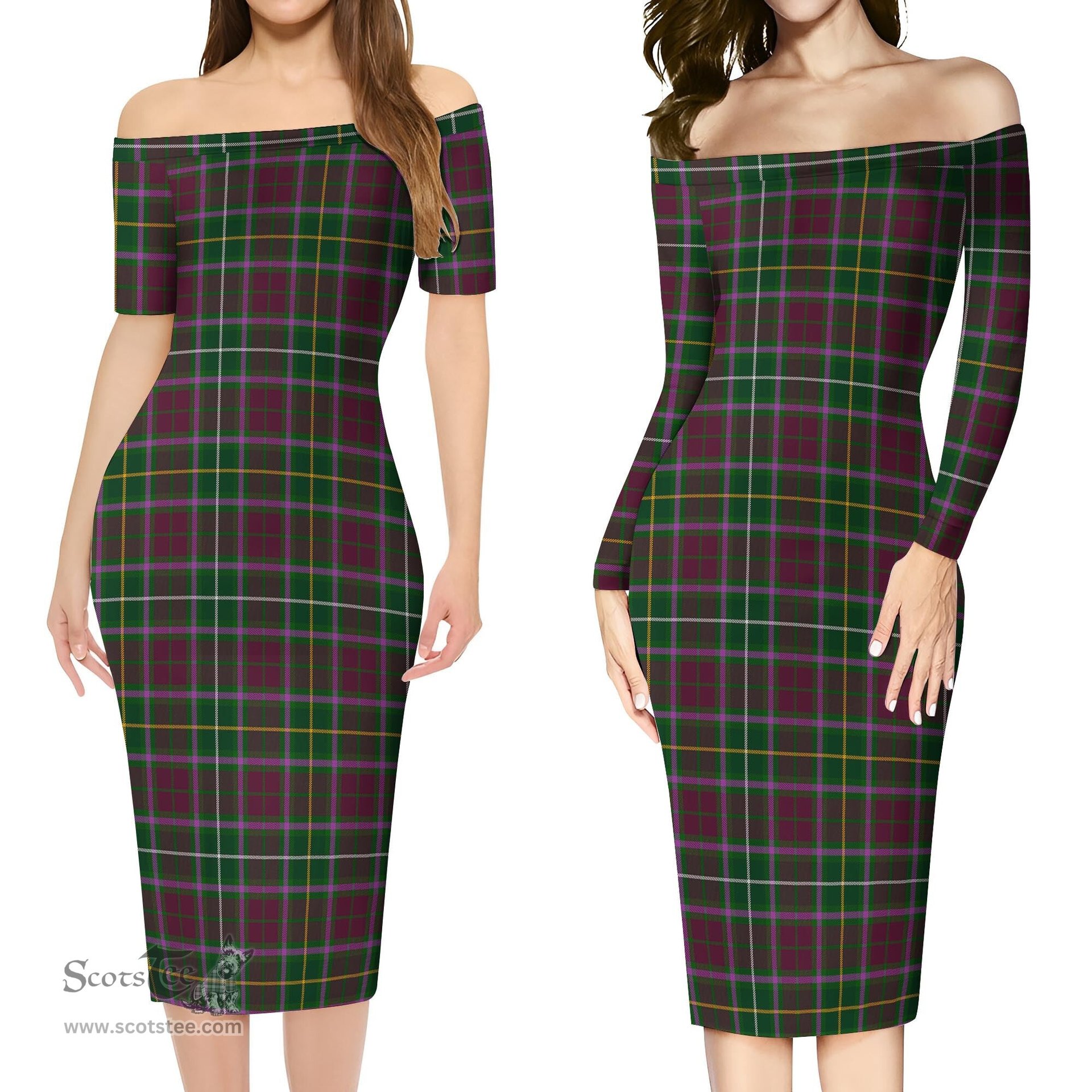 Crosbie Tartan Off Shoulder Lady Dress Tartan Plaid Long Dress - ScotsTee Shop