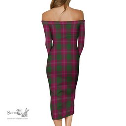 Crawford Tartan Off Shoulder Lady Dress Tartan Plaid Long Dress - ScotsTee Shop