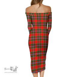 Drummond of Perth Tartan Off Shoulder Lady Dress Tartan Plaid Long Dress - ScotsTee Shop