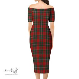 Drummond Ancient Tartan Off Shoulder Lady Dress Tartan Plaid Long Dress - ScotsTee Shop