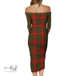 Cameron Tartan Off Shoulder Lady Dress Tartan Plaid Long Dress - ScotsTee Shop