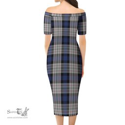 Ferguson Dress Tartan Off Shoulder Lady Dress Tartan Plaid Long Dress - ScotsTee Shop