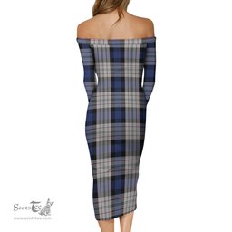 Ferguson Dress Tartan Off Shoulder Lady Dress Tartan Plaid Long Dress - ScotsTee Shop