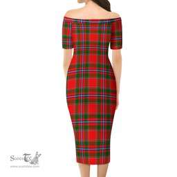 Butter Tartan Off Shoulder Lady Dress Tartan Plaid Long Dress - ScotsTee Shop