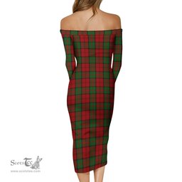 Dunbar Tartan Off Shoulder Lady Dress Tartan Plaid Long Dress - ScotsTee Shop
