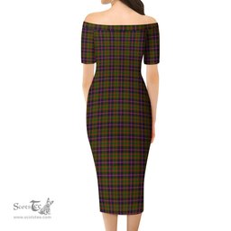 Cochrane Modern Tartan Off Shoulder Lady Dress Tartan Plaid Long Dress - ScotsTee Shop