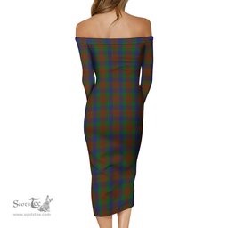 Dorward Dogwood Tartan Off Shoulder Lady Dress Tartan Plaid Long Dress - ScotsTee Shop