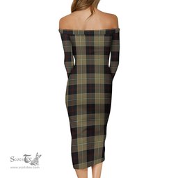 Dunlop Hunting Tartan Off Shoulder Lady Dress Tartan Plaid Long Dress - ScotsTee Shop