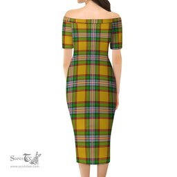 Essex County Canada Tartan Off Shoulder Lady Dress Tartan Plaid Long Dress - ScotsTee Shop