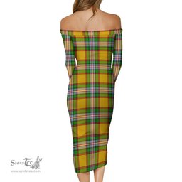 Essex County Canada Tartan Off Shoulder Lady Dress Tartan Plaid Long Dress - ScotsTee Shop