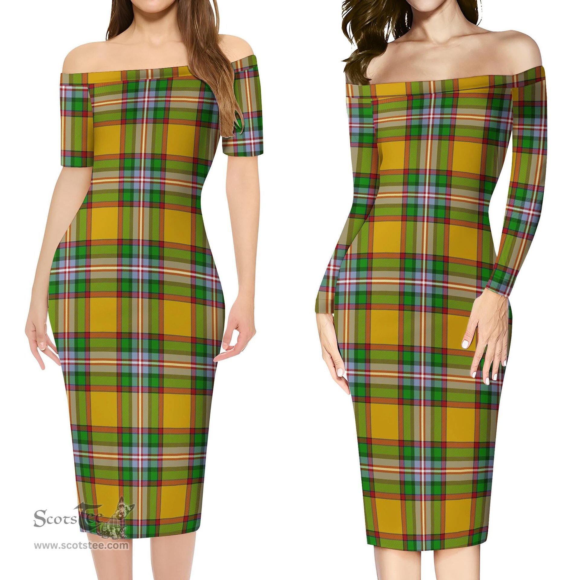 Essex County Canada Tartan Off Shoulder Lady Dress Tartan Plaid Long Dress - ScotsTee Shop