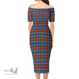 MacBeth Tartan Off Shoulder Lady Dress Tartan Plaid Long Dress - ScotsTee Shop